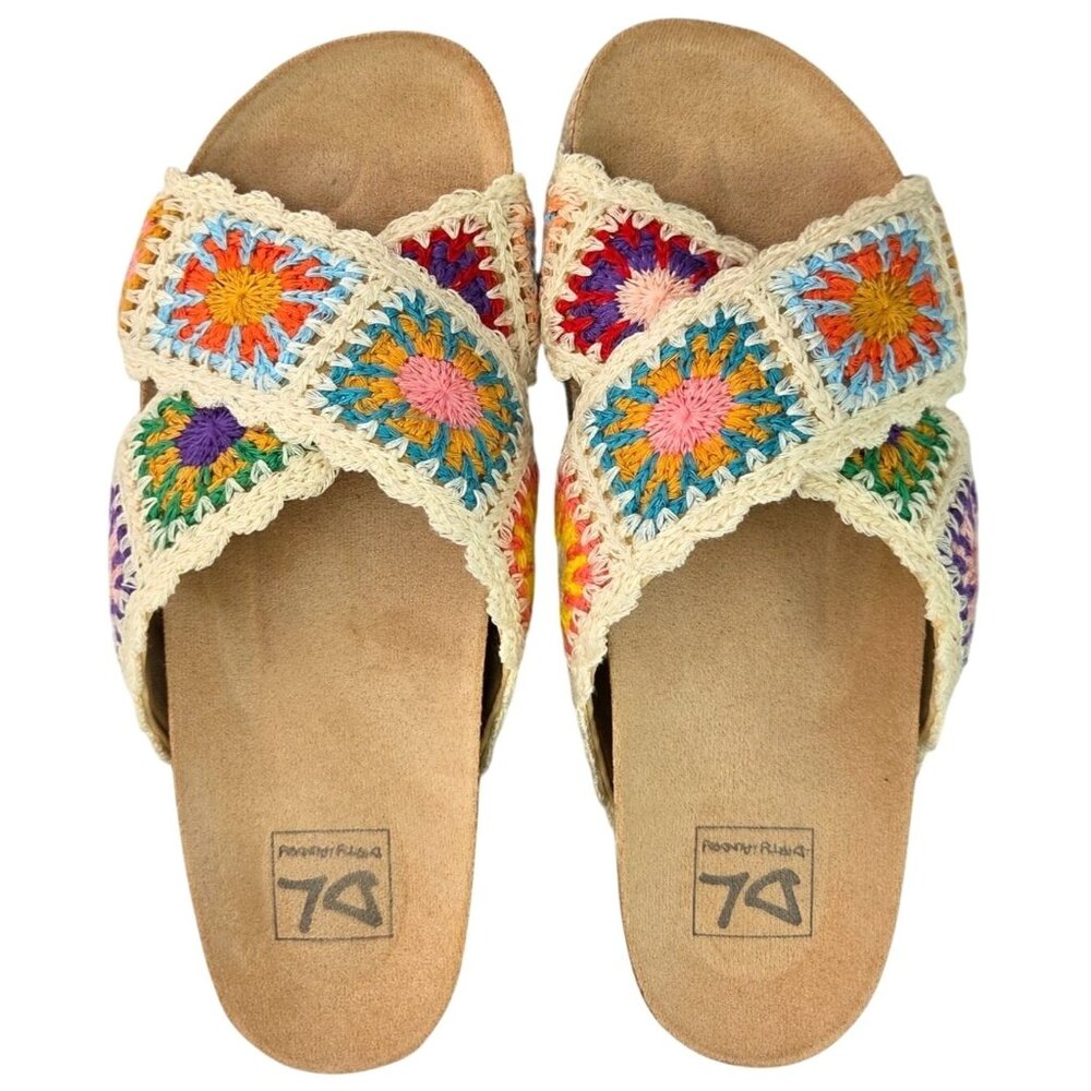 Dirty Laundry Plays Floral Crochet Platform Cork Wedge Espadrilles 7.5 Womens - Picture 4 of 9